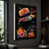 Renkli Çiçekli Kadın Silüeti Işıklı Lightbox Tablo
