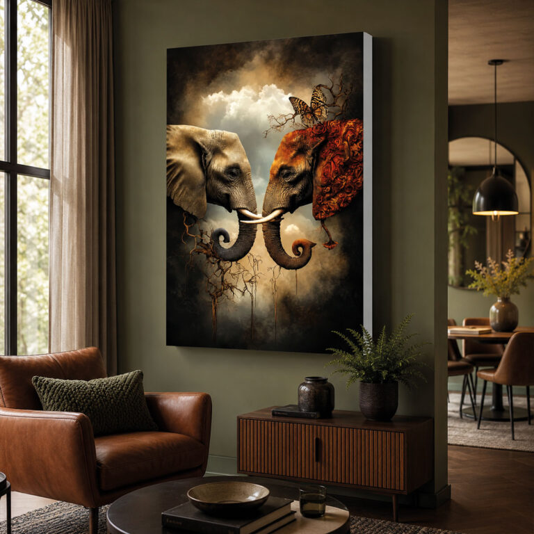 Sanatsal Fil Temalı Modern Işıklı Lightbox Tablo
