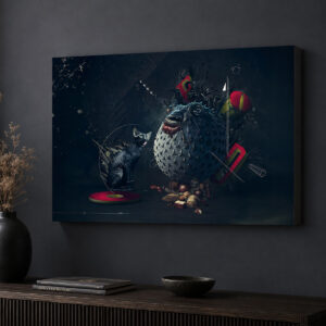 Sürreal Kedi ve Balon Balığı Tasarımlı Işıklı Lightbox Tablo