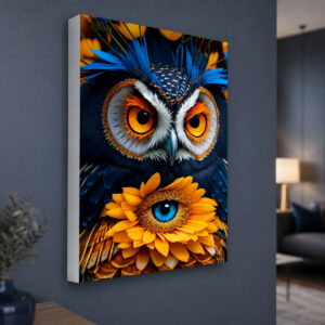 Mavi Gold Baykuş Figürlü Işıklı Lightbox Tablo