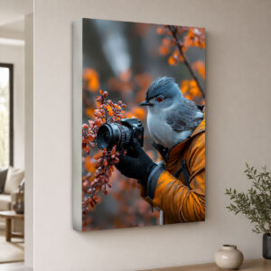 Kamera Tutan Kuş Figürlü Işıklı Lightbox Tablo