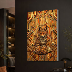 Gold Desenli Tilki Tasarımlı Dekoratif Lightbox Işıklı Tablo