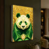 Yeşil Panda Tasarımlı Dekoratif 3D Lightbox Işıklı Tablo