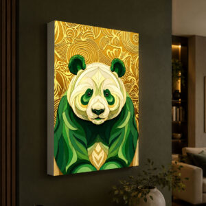Yeşil Panda Tasarımlı Dekoratif 3D Lightbox Işıklı Tablo