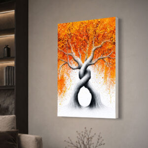 Modern Turuncu Ağaç Desenli Lightbox Işıklı Tablo