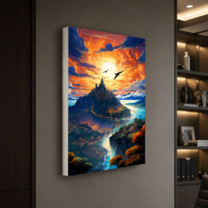 Fantastik Şato Manzaralı 3D Lightbox Duvar Tablosu