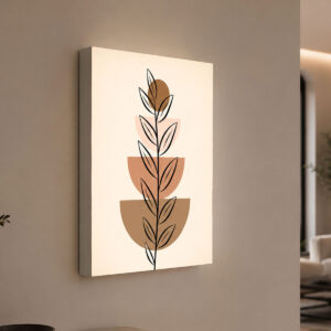 Minimalist Line Art Modern Geometrik Yaprak Tasarımlı 3D Lightbox Işıklı Tablo