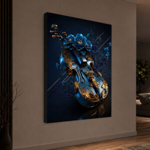 Gold Detaylı Keman Figürlü 3D Lightbox Işıklı Tablo