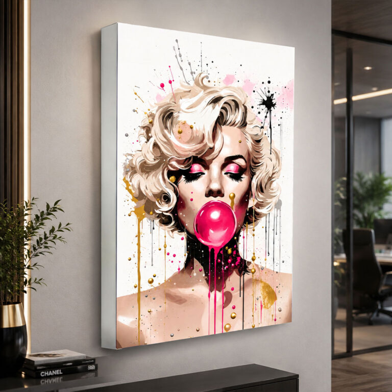 Sakız Balonlu Marilyn Monroe Tarzı 3D Lightbox Işıklı Tablo