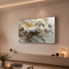 Altın Detaylı Beyaz At 3D Lightbox Işıklı Tablo