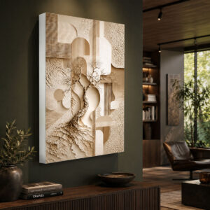 Minimal Bej Tonlu Ağaç Tasarımlı Işıklı Lightbox Tablo