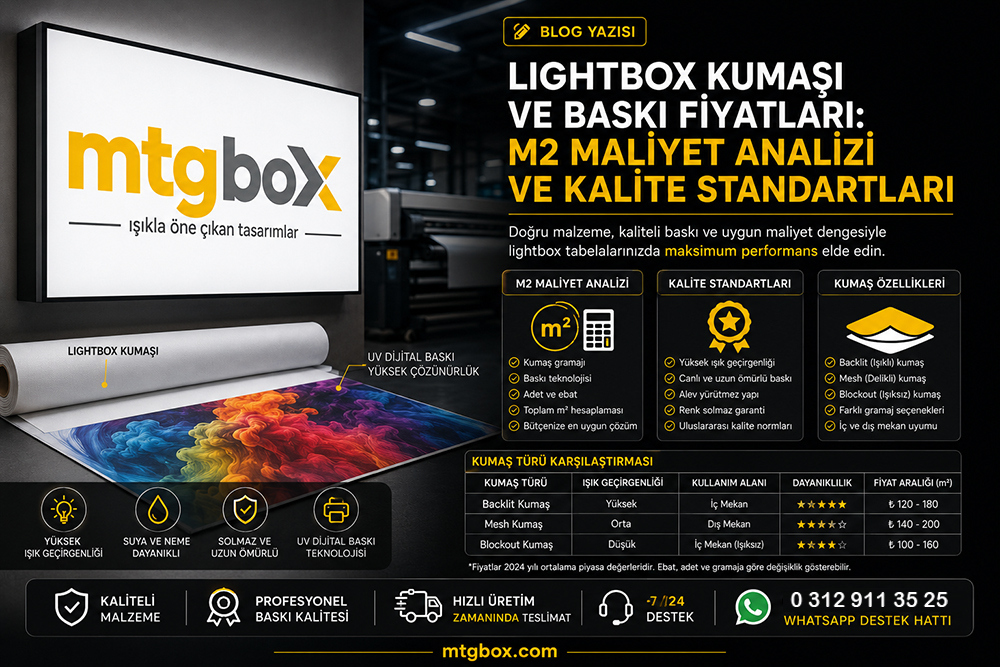 Lightbox Kumaşı ve Baskı Fiyatları | m² Maliyet ve Kalite Rehberi