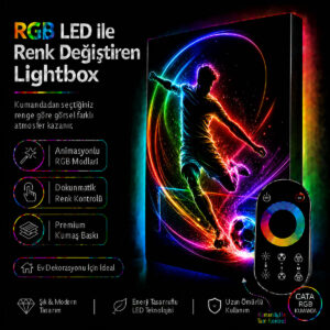 RGB LED Renk Değiştiren Futbolcu Lightbox Tablo