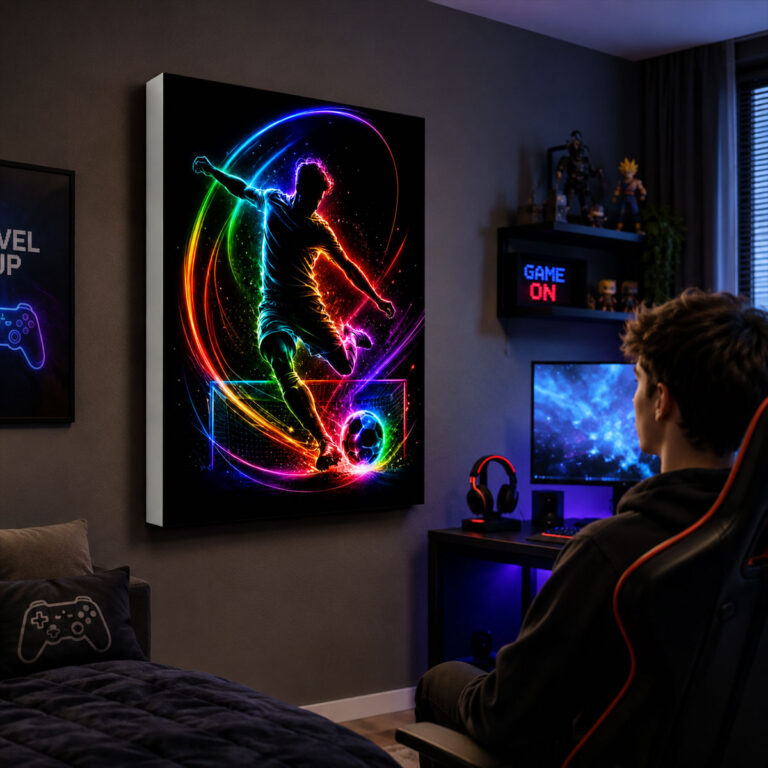 RGB LED Renk Değiştiren Futbolcu Lightbox Tablo