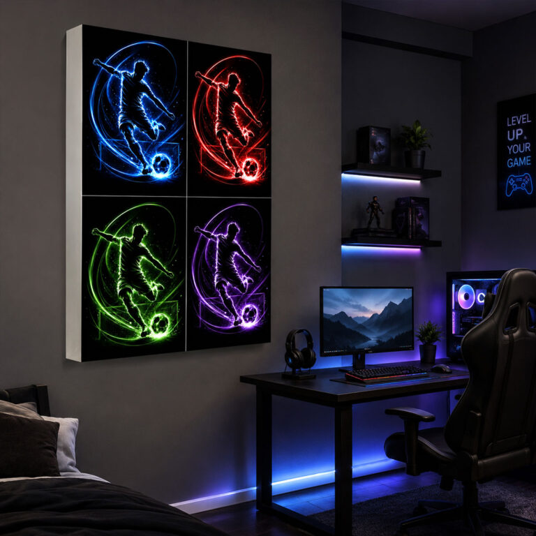 RGB LED Renk Değiştiren Futbolcu Lightbox Tablo