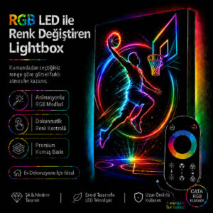 RGB LED Renk Değiştiren Basketbolcu Lightbox Tablo