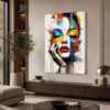 Renkli Soyut Kadın Portre Tasarımlı LED Işıklı Lightbox Tablo
