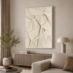 Krem Soyut Dokulu LED Işıklı Lightbox Tablo