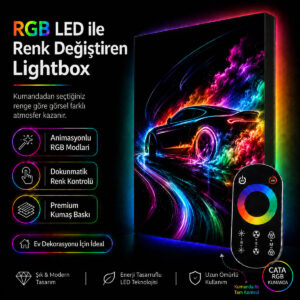 RGB LED Renk Değiştiren Neon Araba Lightbox Tablo