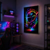 RGB LED Renk Değiştiren Neon Motorcu Kaskı Lightbox Tablo