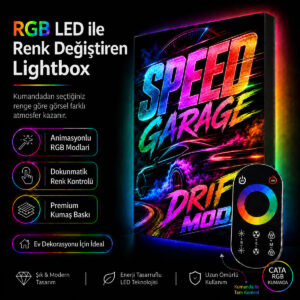 RGB LED Renk Değiştiren Speed Garage Drift Lightbox Tablo