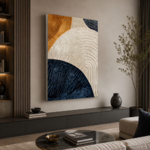 Lacivert Altın Soyut Desenli LED Işıklı Lightbox Tablo