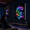 RGB LED Renk Değiştiren Neon Dalga Lightbox Tablo