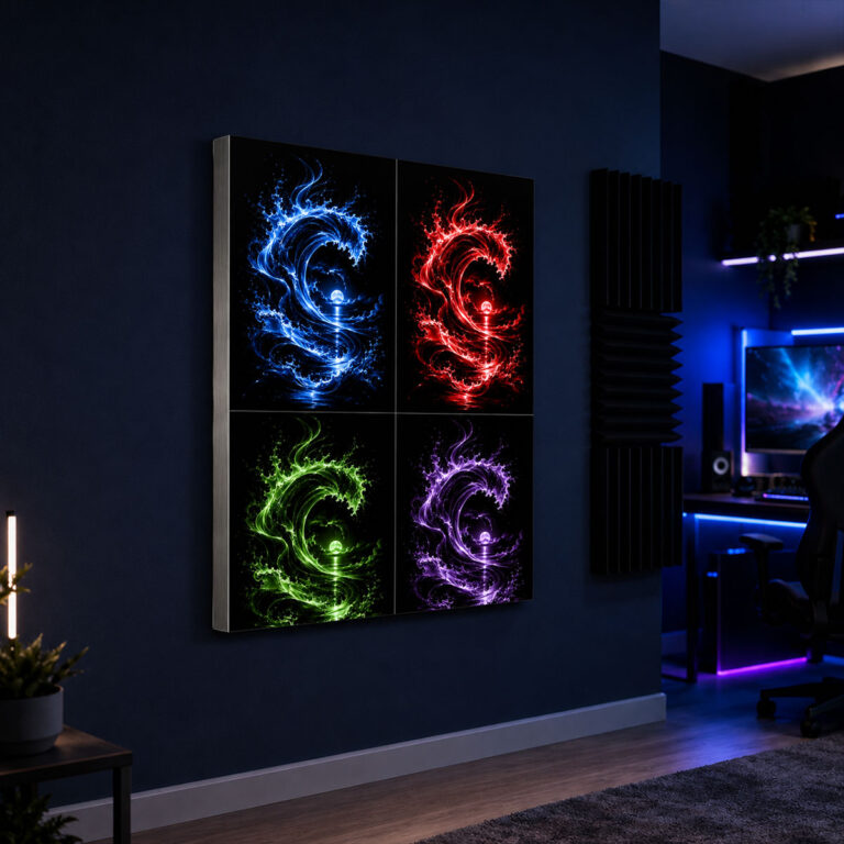 RGB LED Renk Değiştiren Neon Dalga Lightbox Tablo