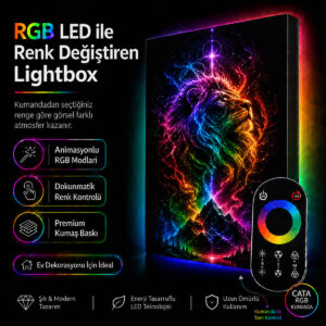 RGB LED Renk Değiştiren Aslan Desenli Lightbox