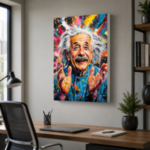 Renkli Bilim İnsanı Portre Tasarımlı LED Işıklı Lightbox Tablo