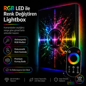 RGB LED Renk Değiştiren Kulaklık Ses Dalgası Lightbox Tablo