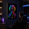 RGB LED Renk Değiştiren Gamer Samurai Lightbox Tablo Kumandalı Dekoratif Işıklı Tablo