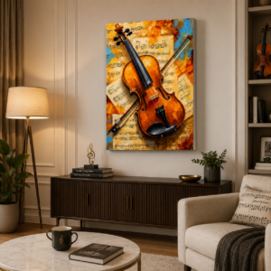 Keman Temalı LED Işıklı Lightbox Tablo