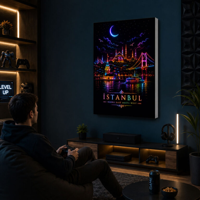 Kumandalı RGB LED İstanbul Boğazı Dekoratif Lightbox Tablo