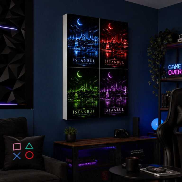 Kumandalı RGB LED İstanbul Boğazı Dekoratif Lightbox Tablo