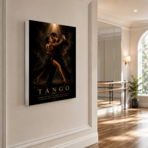 Siyah Altın Tango Çifti Tasarımlı LED Işıklı Lightbox Tablo