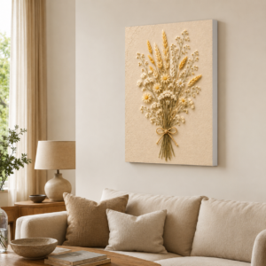Kuru Çiçek Buketi Tasarımlı LED Işıklı Lightbox Tablo