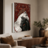 Beyaz ve Siyah At Tasarımlı LED Işıklı Lightbox Tablo