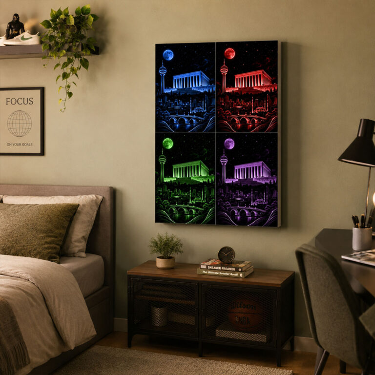 Kumandalı RGB LED Ankara Anıtkabir ve Atakule Lightbox Tablo
