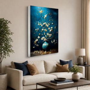 Manolya Dallı Vazo Tasarımlı LED Işıklı Lightbox Tablo