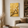 Altın Zeminli Sakura Dalı Tasarımlı LED Işıklı Lightbox Tablo