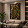 Siyah Gold İslami Hat Sanatı LED Işıklı Lightbox Tablo