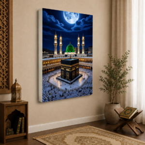Kabe ve Mescid-i Nebevi Manzaralı LED Işıklı Lightbox Tablo
