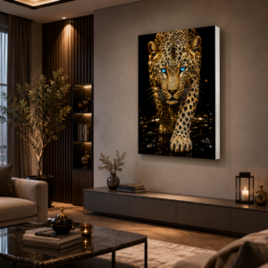 Altın Noktalı Leopar LED Işıklı Lightbox Tablo