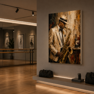 Saksafon Çalan Caz Adam Işıklı Dekoratif Lightbox