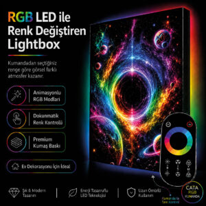 Kumandalı RGB LED Uzay Galaksi Desenli Dekoratif Lightbox