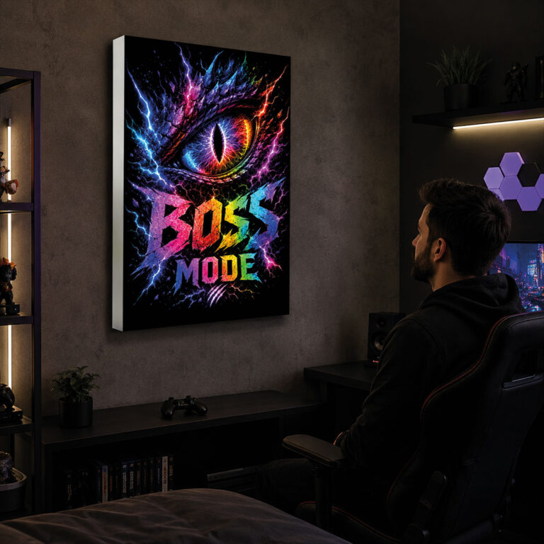 Kumandalı RGB LED Ejderha Gözü Boss Mode Gamer Lightbox Tablo