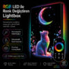 Kumandalı RGB LED Ay ve Kedi Temalı Dekoratif Lightbox Tablo