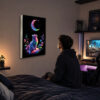 Kumandalı RGB LED Ay ve Kedi Temalı Dekoratif Lightbox Tablo