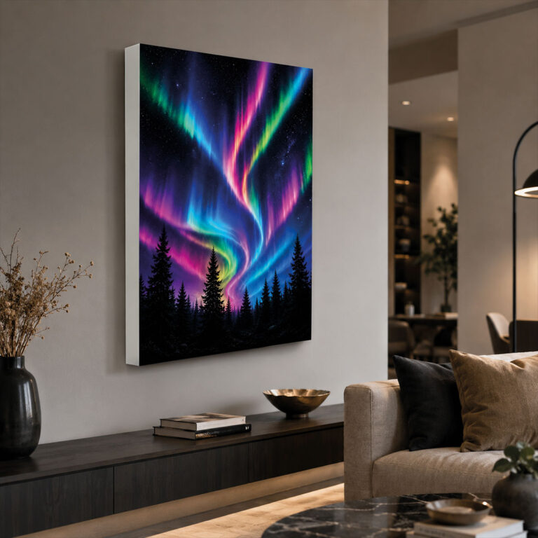 Kumandalı RGB LED Aurora Temalı Dekoratif Lightbox Tablo